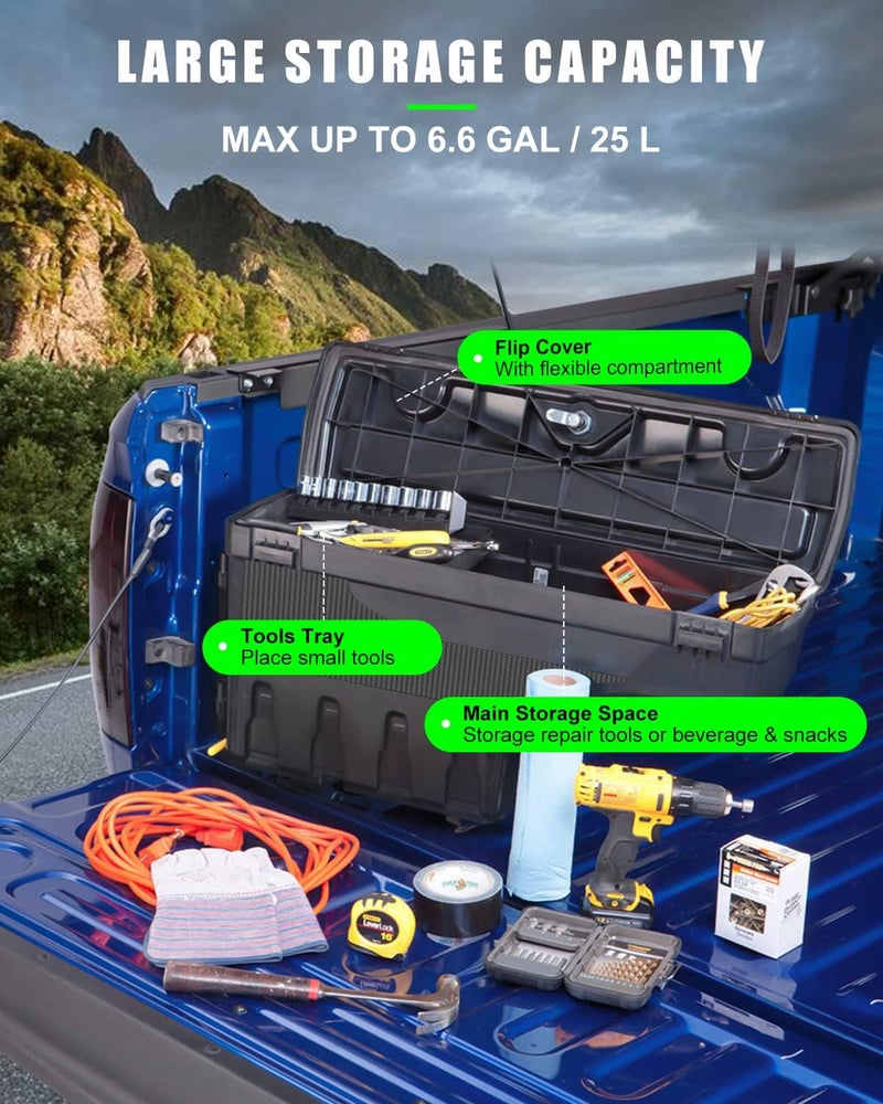 SCITOO صندوق أدوات | يناسب شيفروليه سيلفرادو 1500 2007-2018، شيفروليه سيلفرادو 1500 LD 2019، شيفروليه سيلفرادو 2500 2007-2018 | صندوق تخزين سرير الشاحنة، جانب السائق - Image 5